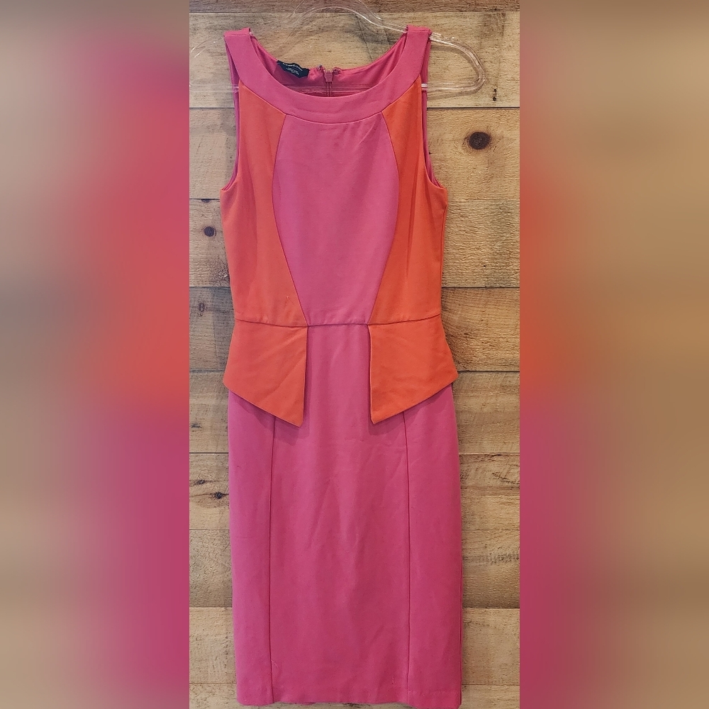 bebe Sleeveless Pink and Orange Sheath Dress